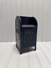Vintage Brumberger Metal USPS Mailbox Bank Blue Tin Mail/No Key