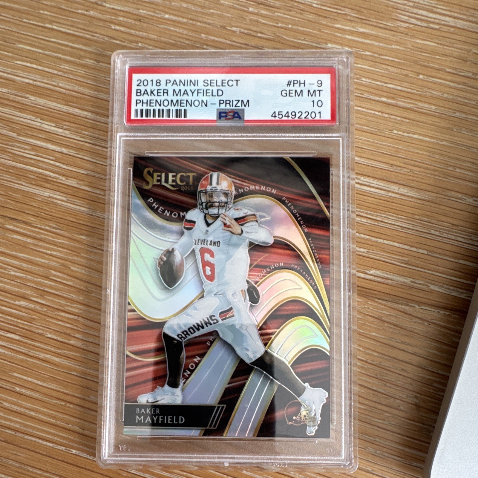 2018 Panini Select Baker Mayfield Browns #PH-9 Phenomenon Silver Prizm PSA 10