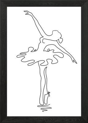 Ballet Dancer Line Art Framed Wall Art Poster Canvas Print Picture