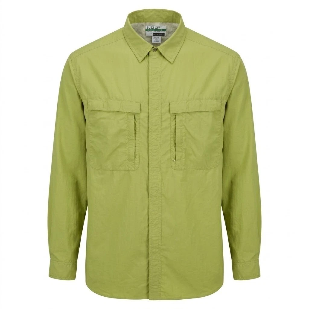 ExOfficio Buzz Off Mens XXL Long Sleeve Hiking Shirt Light Ivy Green