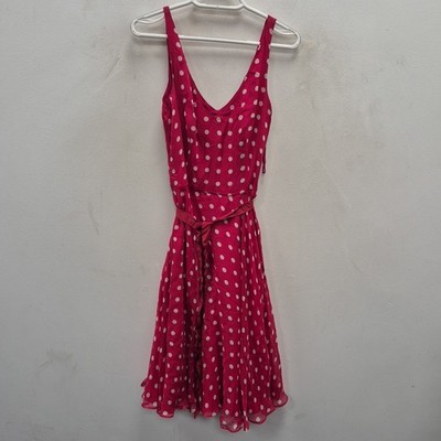 Hobbs Vintage rot weiß Polka Seide Fit Flare Anlass Party Kleid Gr UK 8