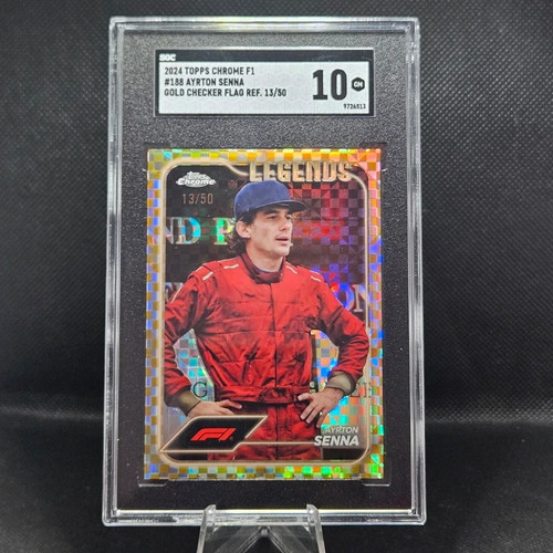 Ayrton Senna [Checker Flag Gold Refractor] #188 2024 Topps Chrome Formula 1 card