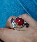 925 Sterling Silver Mexican Fire Opal Gemstone Ring Vintage  Valentine Jewelry