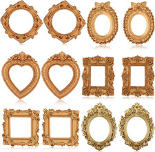 12PCS Vintage Small Antique Resin Picture Frames, Mini Gold Picture Frames