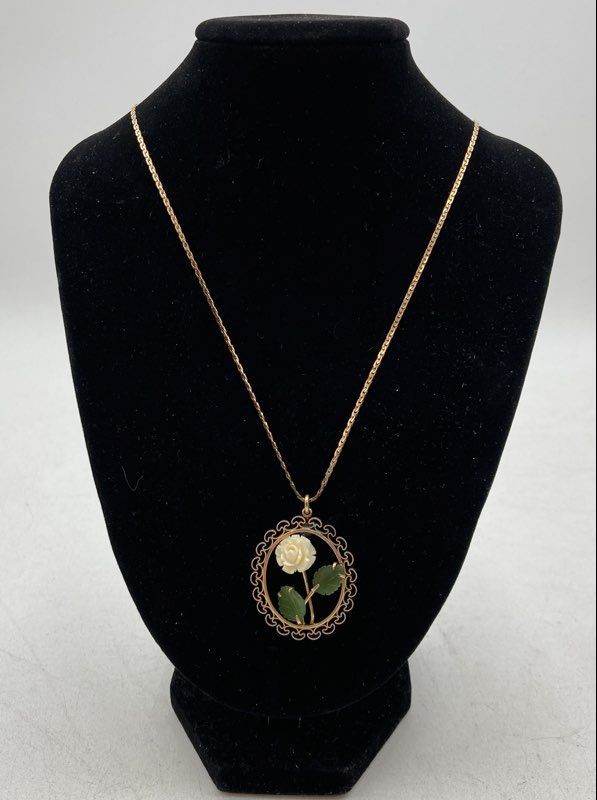 12k Yellow Gold Pendant With Gold Plated Charm Necklace 7.17 Grams