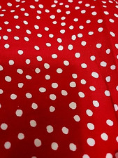 Random Pattern White Polka Dots On Dark Red 100 cotton Fabric. 2 Yds X 44".