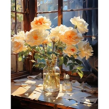 Paint by Numbers Kit for Adults Beginner, Flower Adult Paint by Number Kits