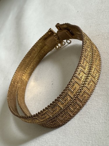 Vintage Gold gefüllt Armband Schlüssel Muster 7"