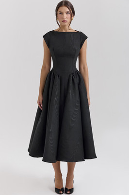 House of CB Women's Debutante Black Backless Midi Dress, Style# SB10387A, Size S