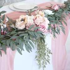 Artificial Eucalyptus Garland with Rose Flowers 8.8FT Wedding Table Decor