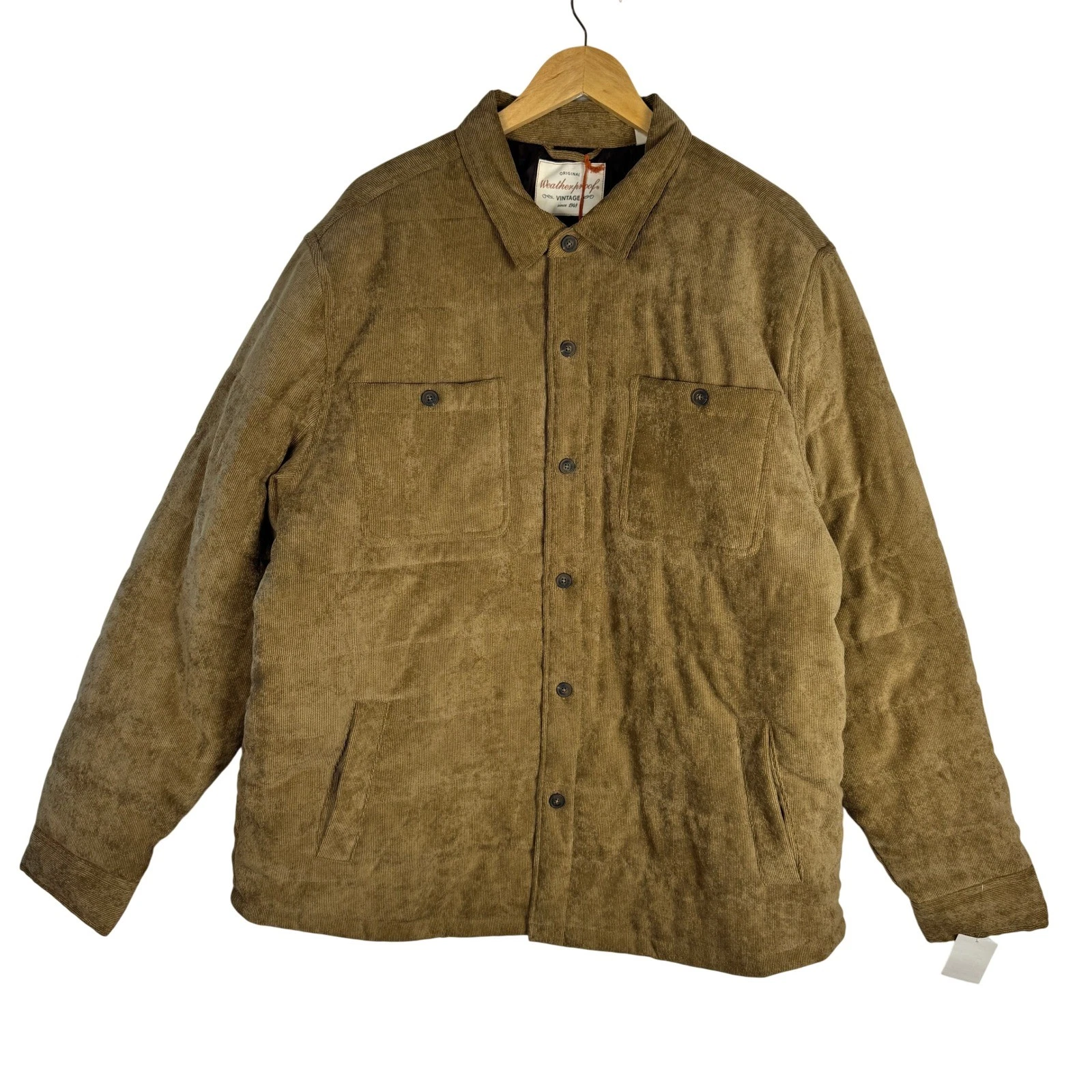 Weatherproof Vintage Mens Corduroy Puffer Jacket Kangaroo Tan XXL F2470586ME