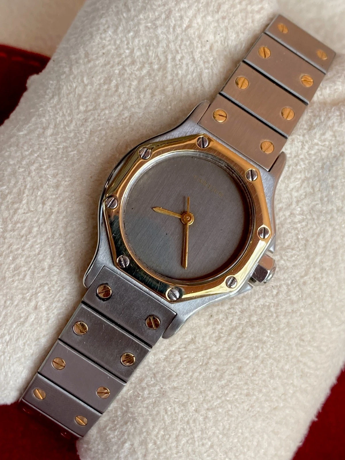 Cartier — Cartier Santos Octagon Womens Watch 18K SS SM 24mm Automatic Ghost Dial Ref 0907