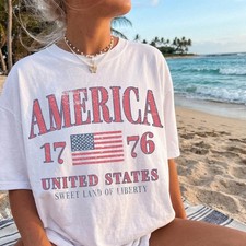 Retro America 4th Of July Shirt, Preppy USA Tee
