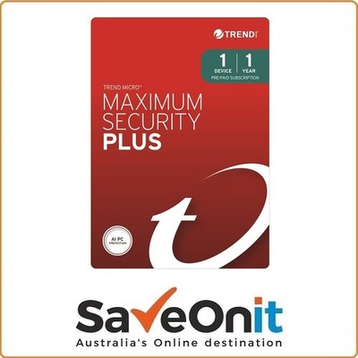 Trend Micro Maximum Security Plus VPN Clearner 1 Device 1 Year Email ...