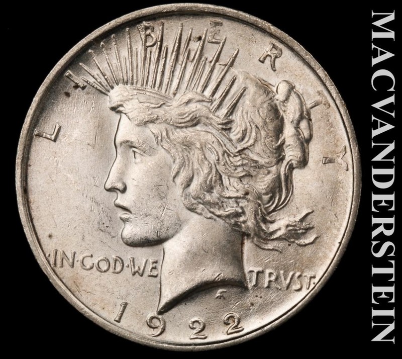 1922-D Silver Peace Dollar - Scarce  Uncirculated  Lustrous  No Reserve  #L6618