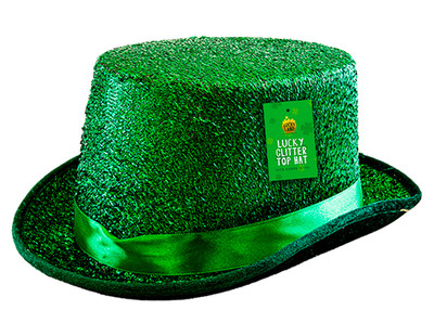 St Patricks Day grüner Glitzer Zylinder Hut grün Party Kostüm Accessoire