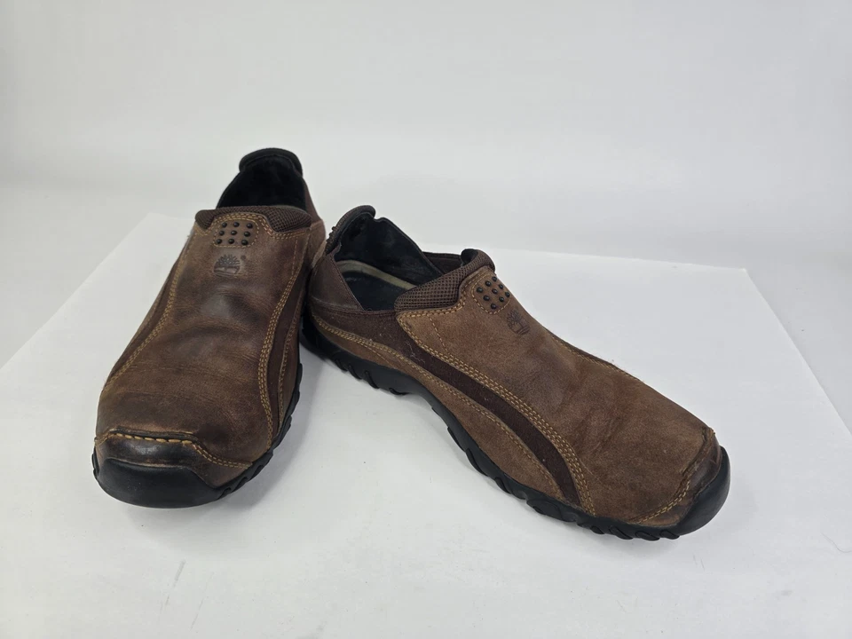 Timberland Zapatos Para Hombres 9 M Marrón Cuero Senderismo Sin Cordones Cómodos Mocasines 88066 Foto 2 de 4