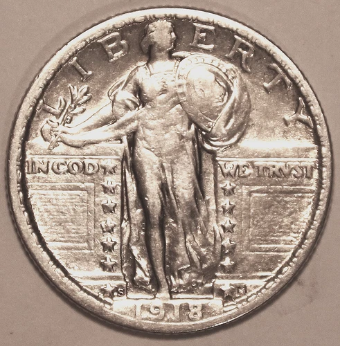 1918-S Standing Liberty Quarter - AU - #4659D FREE SHIPPING
