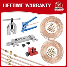 Brake Line Repair Kit 3/16 + 1/4 25FT Copper Pipe Flaring Tool 44 Fittings Nuts