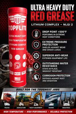 Ultra Heavy Duty High Temperature Lithium Complex Red Grease by TOPFLITE, 14 oz