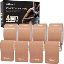 CKeep 4 Rolls Kinesiology Tape, Original Cotton Elastic Athletic Beige