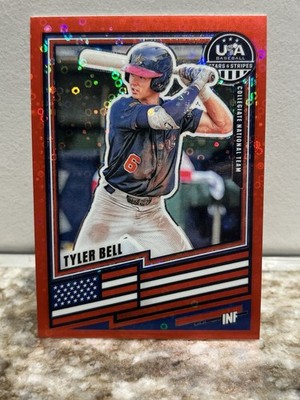 2026 Prizm Stars & Stripes USA Baseball Tyler Bell Red Disco Prizm /199