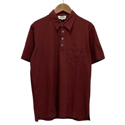 HERMES エルメス 100% コットン ポロシャツ サイズXL 赤 HERMES cotton knit short-sleeved polo shirt, size S, red mens USED