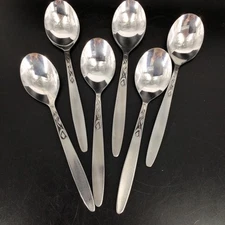 Lot 6 Amefa Tulip Time Flatware Teaspoons Spoons Stainless Holland MCM Vintage