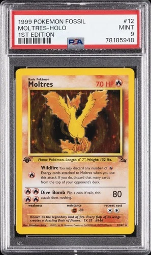 1999 POKEMON FOSSIL 1ST EDITION #12 MOLTRES-HOLO PSA 9