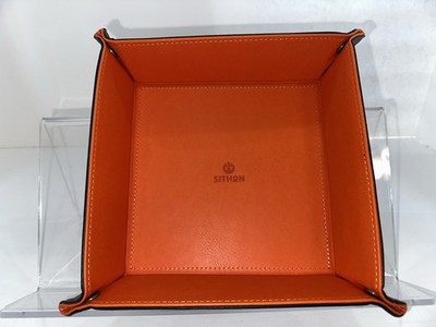 SITHON Valet Tray Desktop Storage Organizer   Premium PU Leather Orange 