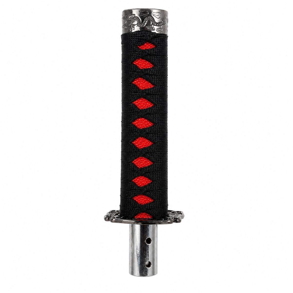 sOMEThING Yuiga マットレッド / ブラックリム Katana Sword Handle Tsuka Replacement Black Red Ito Dragon Pommel