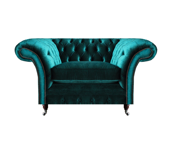 GrüNer Chesterfield Textilsessel Wohnzimmer Polster Einsitzer Lehnsessel-image