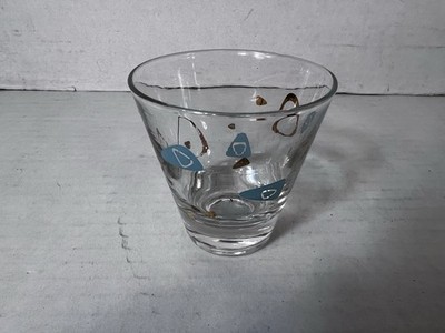 Federal Glass Amoeba Boomerang Turquoise Gold Double Shot 8 oz Atomic 1950 