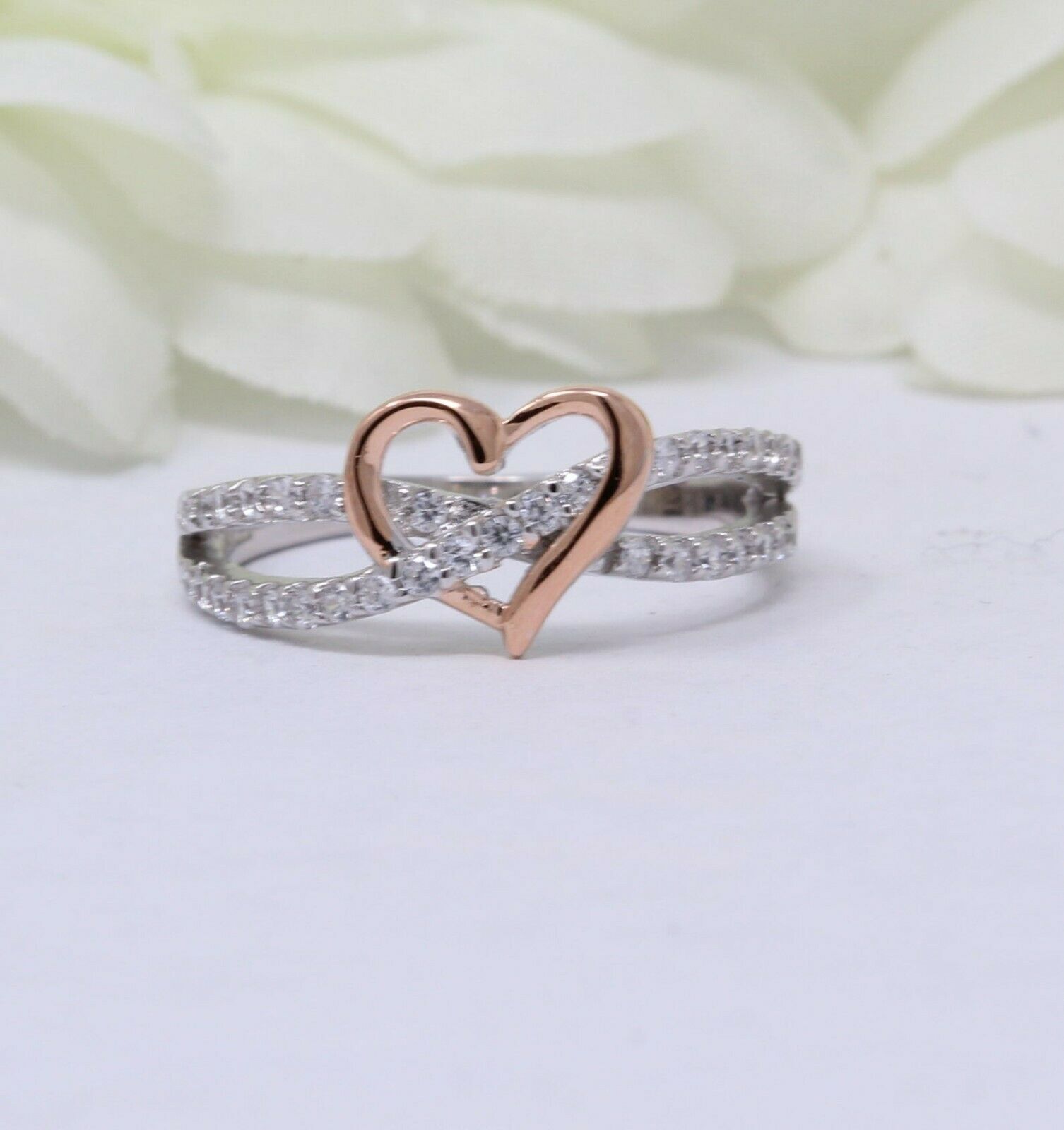 2.2ct Lab-Created Moissanite Engagement Ring Open Heart Infinity 14k Gold Plated