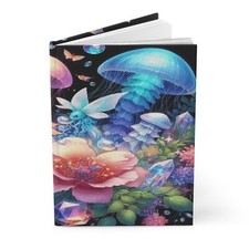 Hardcover Journal  Notebook  Lined pages  Gems of the Sea  Blue Jellyfish