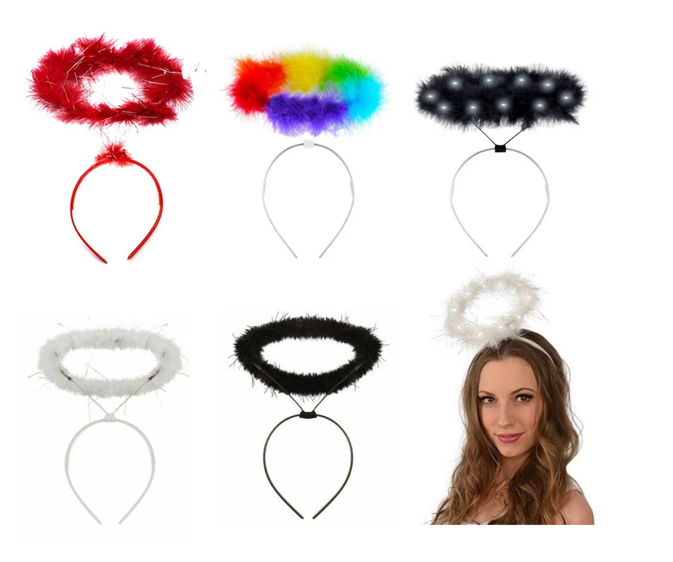 JOKESHOP.COM Fluffy Halo Angel Head Band Hen Night Angel Halloween Xmas Fancy Dress Party