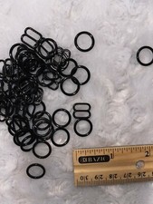 60 pieces BLACK plastic bra strap adjuster Tri Glide slider o ring rings 3/8"