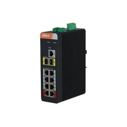 Dahua PFS4210-8GT-DP Industrial 10-Port Managed 2-Layer Switch, 10 x 10-100-1000
