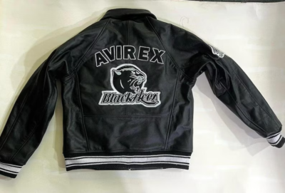 Men's Black Ace AVIREX Real Leather American Flight Jacket Leather