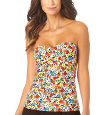 Anne Cole Women's Flowers Tankini Top Twist Strapless Swimsuit Size S 3231