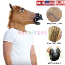Halloween Horse Full Head Latex Mask Bizarre Funny Mask Cosplay Props for Adult