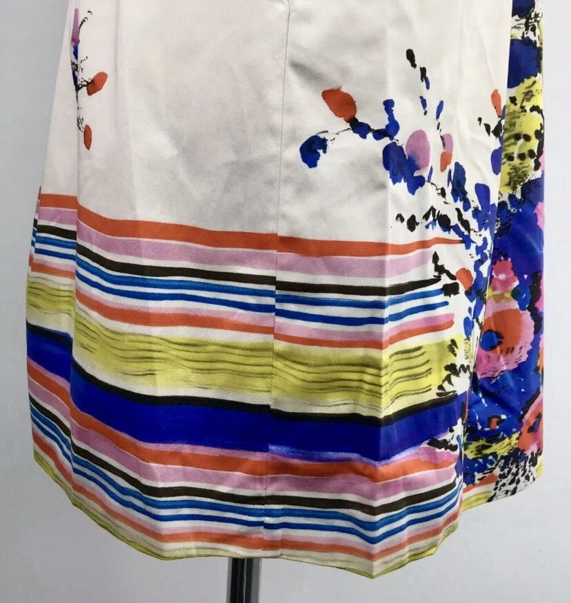 Abito Valentino rosso bianco multicolore stampa floreale dritto UK 12 nuovo con etichette £462