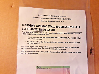 Dell Windows Small Business Server 2011 Standard 5 Benutzer KAL SBS (NEU) 0JX7F6