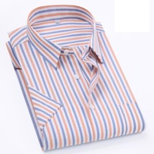 Mens Dress Shirts Short Sleeves Formal Business Slim Cotton Casual Shirts Tops