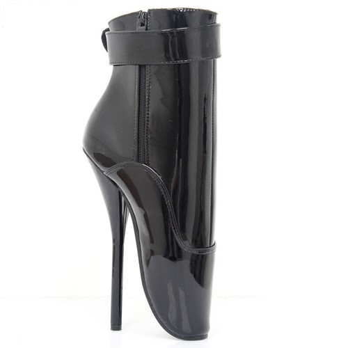 NEW 7.1" HIGH HEEL STILETTO SPIKE ZIP UP DOUBLE LOCK BELT BALLET ANKLE BOOTS - Picture 5 of 5