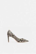 ZARA LEATHER SNAKESKIN PRINT HIGH HEELS SHOES SNAKE SZ 6, 6.5, 7.5 NEW