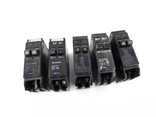 5pcs Used Challenger A1515 Type A Circuit Breaker 2 Pole 15 Amp 120V