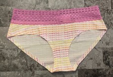 NWT VICTORIA'S SECRET M ORANGE YELLOW LOGO LILAC LACE RARE HIPHUGGER PANTIES