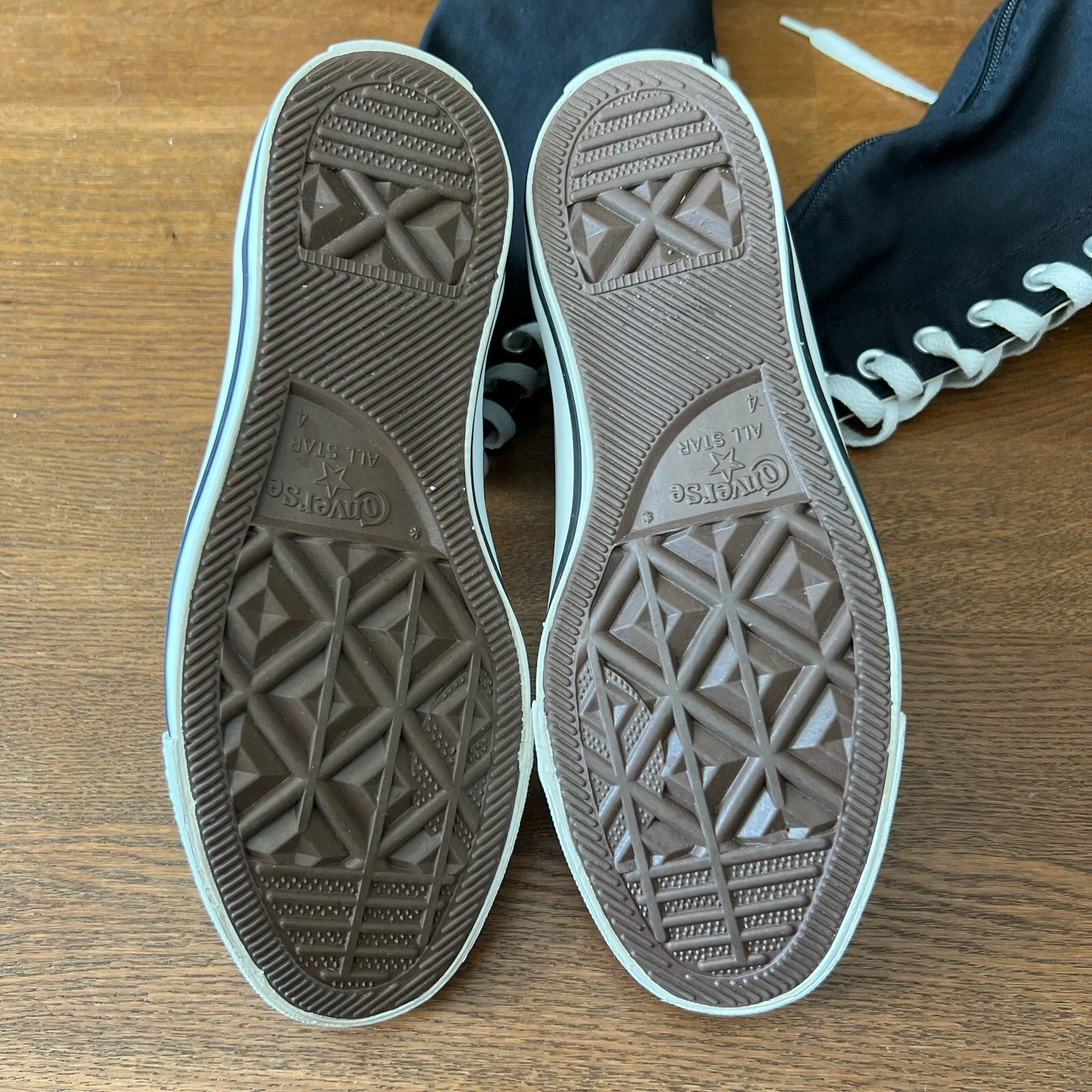 Converse Black Knee High Lace Up Sneaker Boot Y2K Taglia US Uomo 4 Donna 6 PU...