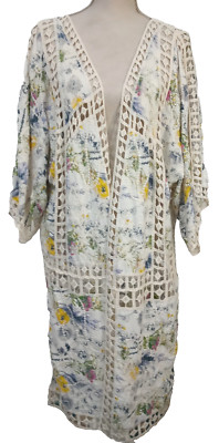 NWT Rachel Roy RACHEL Jacket Wrap XL Kimono Cardigan BOHO Lace Open Floral